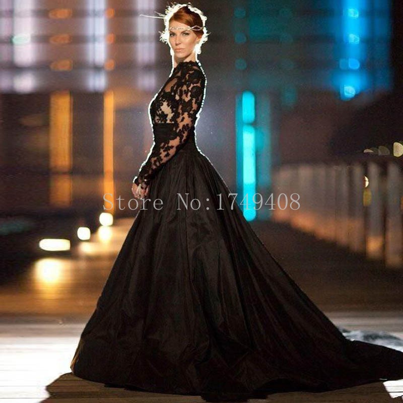 Ball Gown Off Shoulder Appliques Short Sleeve Black Lace Evening Dress ...